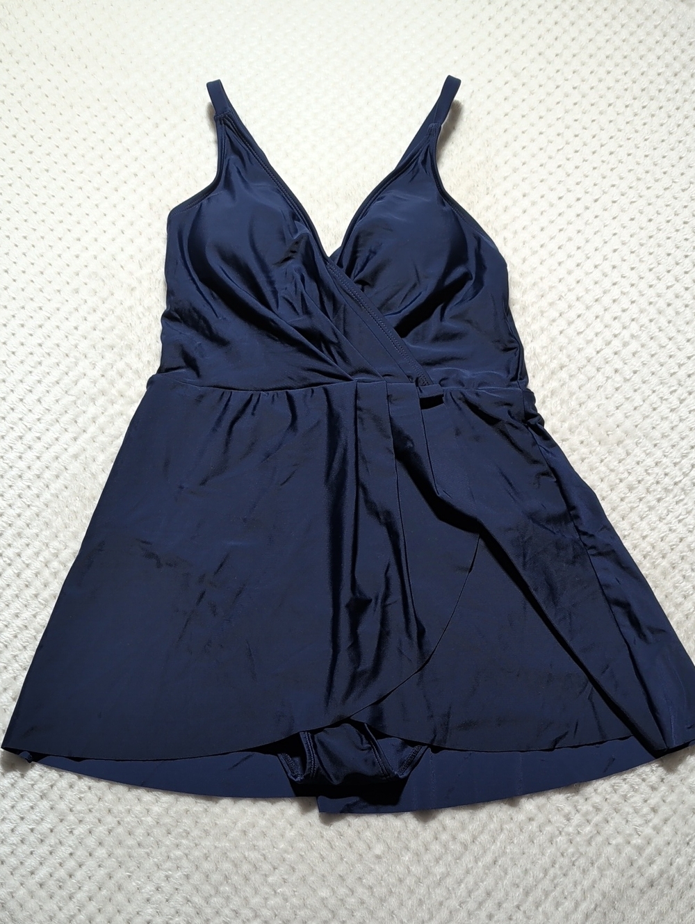 Cupshe Navy V-Neck Ruffled Swim Dress - Picture 3 of 11